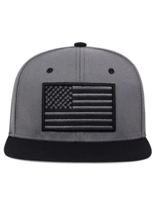 Men American Flag Embroidered Hip-Hop Cap,Summer,Beach,Holiday - Grey - View 3