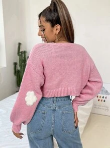 SHEIN Unity Cárdigan con patrón de nubes sin camisola - Rosa Pálido - Ver 2