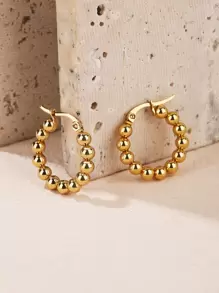 Bead Decor Hoop Earrings