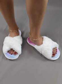 Cross Strap Home Slippers - Multicolor - View 2