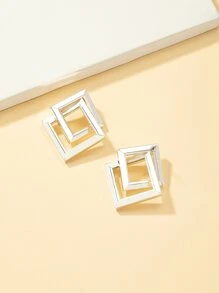 Hoa tai hình vuông - Bạc - Xem 3