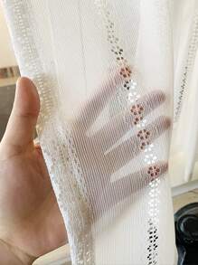 1入白色蜂巢空心紋短窗簾，簡約風格空心花邊咖啡色窗簾，適用於客廳臥室窗戶和門飾 - 白色 - 查看 7