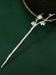 Presilha de Cabelo Decorativa com Flor Elegante para Decoração Diária de Mulheres, Crânio Esqueleto, Formador de Coque de Cabelo, Acessórios de Cabelo, Acessórios de Cabeça, Material Escolar - Prata - Visão 3