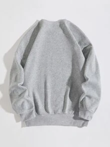 SHEIN EZwear Christmas Print Thermal Sweatshirt - Grey - View 2