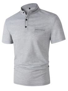 Manfinity Homme Men Striped Trim Polo Shirt - Light Grey - View 1