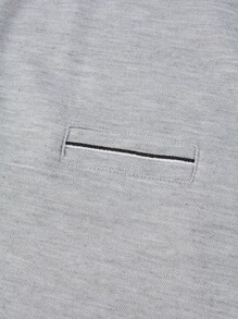 Manfinity Homme Men Striped Trim Polo Shirt - Light Grey - View 4