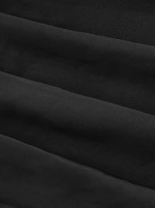 SHEIN Qutie Váy Plus Size Xếp li Dây kéo màu trơn Sẵn sàng - màu đen - Xem 4