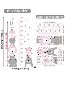 3 miếng dán tường biểu đồ tăng trưởng họa tiết động vật, nhãn dán, decal dán tường, decal vinyl trang trí nhà cửa, vật dụng trang trí mùa xuân làm mới ngôi nhà của bạn, nhãn dán trang trí Rama - Nhiều màu - Xem 3
