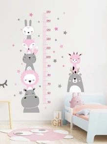 3 miếng dán tường biểu đồ tăng trưởng họa tiết động vật, nhãn dán, decal dán tường, decal vinyl trang trí nhà cửa, vật dụng trang trí mùa xuân làm mới ngôi nhà của bạn, nhãn dán trang trí Rama - Nhiều màu - Xem 4