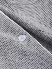 DAZY Bộ đồ ngủ Nữ Nút phía trước màu trơn Giải trí - Xám - Xem 4