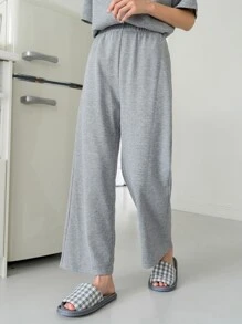 DAZY Bộ đồ ngủ Nữ Nút phía trước màu trơn Giải trí - Xám - Xem 7