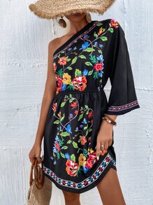 SHEIN VCAY Đầm Hoa Boho - màu đen - Xem 1