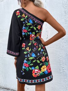 SHEIN VCAY Đầm Hoa Boho - màu đen - Xem 2