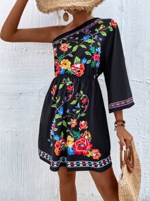 SHEIN VCAY Đầm Hoa Boho - màu đen - Xem 3
