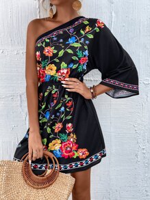 SHEIN VCAY Đầm Hoa Boho - màu đen - Xem 5