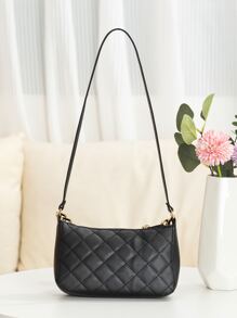 Waterproof,Lightweight,Business Casual Mini Quilted Chain Decor Square Bag For Teen Girls Women College Students,Rookies & White-collar Workers Perfect for Office,College,Work ,Business,Commute - Black - View 2