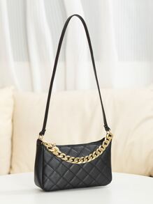 Waterproof,Lightweight,Business Casual Mini Quilted Chain Decor Square Bag For Teen Girls Women College Students,Rookies & White-collar Workers Perfect for Office,College,Work ,Business,Commute - Black - View 4