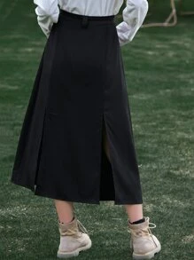 DAZY Knot Side Wrap Skirt - Black - View 2