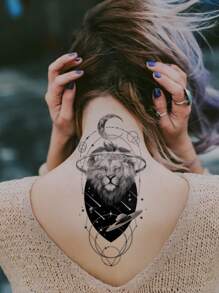 紋身貼紙套件，6 張獅子和蛇臨時紋身女式，混合紋身貼紙成人，看起來真實假紋身，適合男士、女士和女孩 - 彩色 - 查看 2