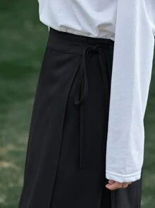 DAZY Knot Side Wrap Skirt - Black - View 7