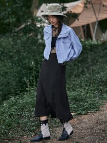 DAZY Knot Side Wrap Skirt - Black - View 8