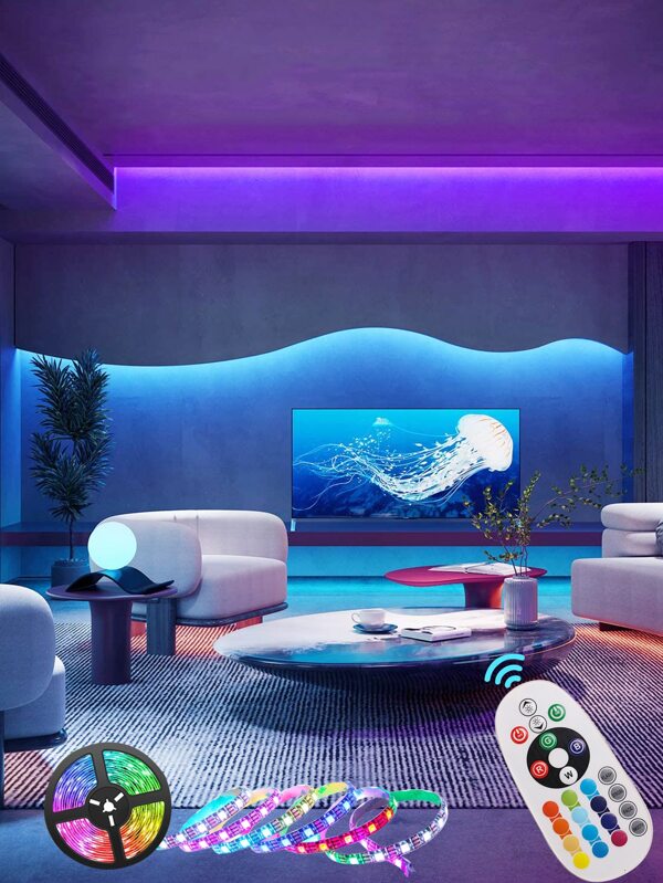 BASIC LIVING 1pc Led Light Strip With Remote Control SHEIN UK