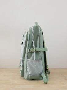 經典,休閒5入組補丁細節拼接網紗功能背包套裝適用於青少年女孩,女士,大學學生完美適用於中間學校,中學,大學,工作,後至學校 - 綠色 - 查看 3