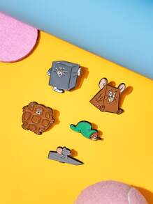 TOM & JERRY X SHEIN 5pcs Cartoon Design Brooch - Multicolor - View 1