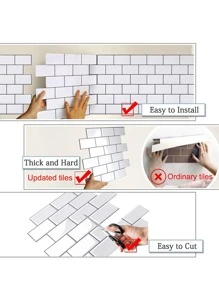 1 件环氧砖设计墙纸，翻新贴纸可撕墙板，墙纸，壁纸，春季装饰品让您的家焕然一新，拉玛装饰贴纸 - 灰色 - 查看 6