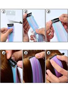 3pcs Clip In Long Curly Synthetic Hair Extension - Multicolor - View 3