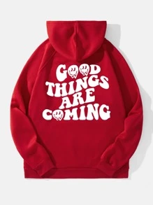 Áo nỉ Nam Dây kéo Túi Slogan Giải trí - Đỏ - Xem 1