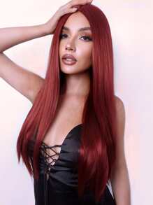 Long Straight Synthetic Wig - Burgundy - View 1
