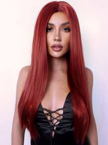 Long Straight Synthetic Wig - Burgundy - View 3