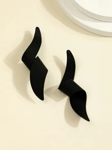 Spiral Drop Earrings - Black - View 3