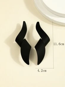 Spiral Drop Earrings - Black - View 5