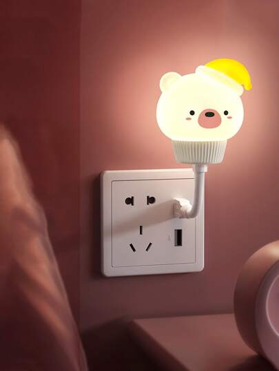 1 件可爱熊装饰夜灯，USB 供电