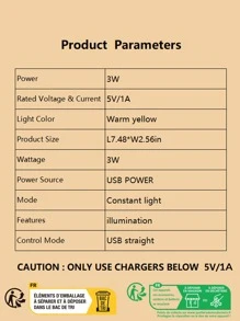 1pc Cute Bear Decor Night Light, USB Powered - Yellow - View 4