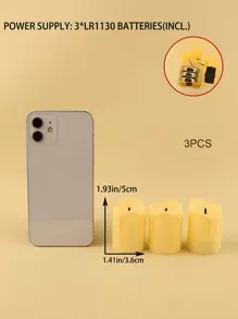 3pcs LED Flameless Candle, Plastic Candle Design Creative Night Light For Home Decor - Yellow - View 5