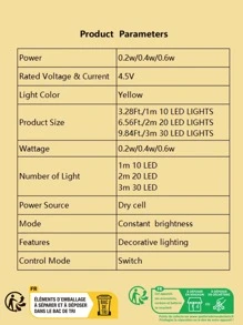 4入組10/20/30 LED 1/2/3M銅燈串家居裝飾燈簾 - 黃色 - 查看 6