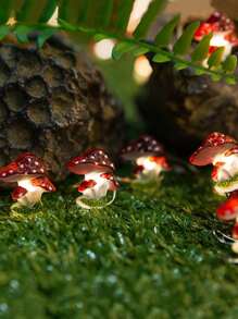 1pc LED String Light With 20 Mushroom-Shaped Bulbs, Plant Series Decorative Colorful Light String For Room Decoration