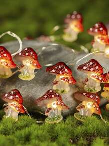 1pc LED String Light With 20 Mushroom-Shaped Bulbs, Plant Series Decorative Colorful Light String For Room Decoration
