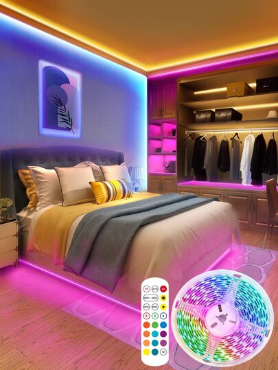 1入組30/60/90/150LEDRGB燈條帶App遙控器帶遙控器家庭聚會節日裝飾燈