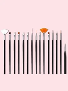 Nail Art Brushes Set,15 Pcs Gel Nail Art Painting Kit Brushes, Flower Drawing Pen Gel Nail Polish Painting Brushes Nail Art Pens Kit Manicure Nail Art Polish Pen Tool,For Home Use and Professional Nail Salon(Red) - Black - View 1