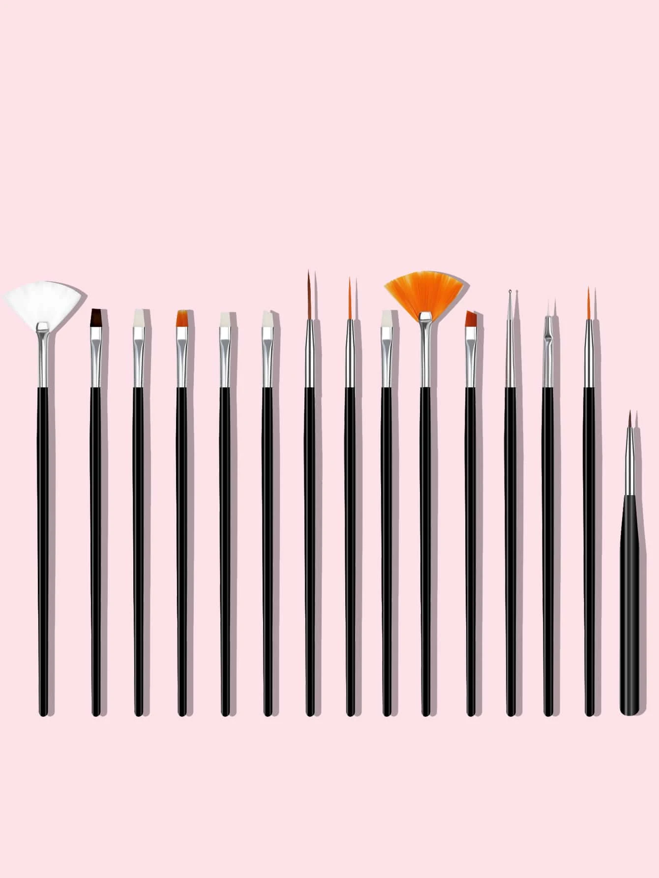 Nail Art Brushes Set,15 Pcs Gel Nail Art Painting Kit Brushes, Flower Drawing Pen Gel Nail Polish Painting Brushes Nail Art Pens Kit Manicure Nail Art Polish Pen Tool,For Home Use and Professional Nail Salon(Red) - Black - View 1