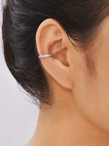 C3204 1pc Rhinestone Decor Ear Cuff Copper Jewelry - Silver - View 1