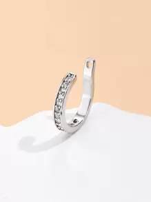C3204 1pc Rhinestone Decor Ear Cuff Copper Jewelry - Silver - View 2