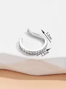 C3204 1pc Rhinestone Decor Ear Cuff Copper Jewelry - Silver - View 3