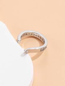 C3204 1pc Rhinestone Decor Ear Cuff Copper Jewelry - Silver - View 5