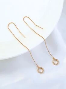 Nooxian Bông tai trang trí hình tròn bằng đá Zirconia - Vàng - Xem 6