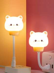 1 pieza de luz de noche de gato de dibujos animados con control remoto, linda luz de noche USB de dibujos animados Led ilumina tu dormitorio - Amarillo - Ver 2